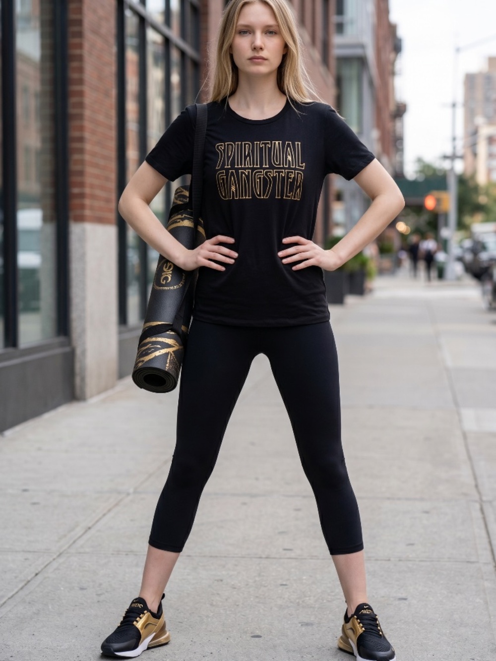 Black and Gold Spiritual Gangster T Size Medium-Large